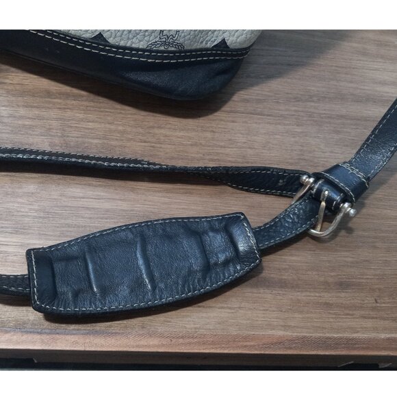 Vtg. MCM Drawstring Viestos Bucket Bag NAVY WHITE C7594 - Picture 13 of 16